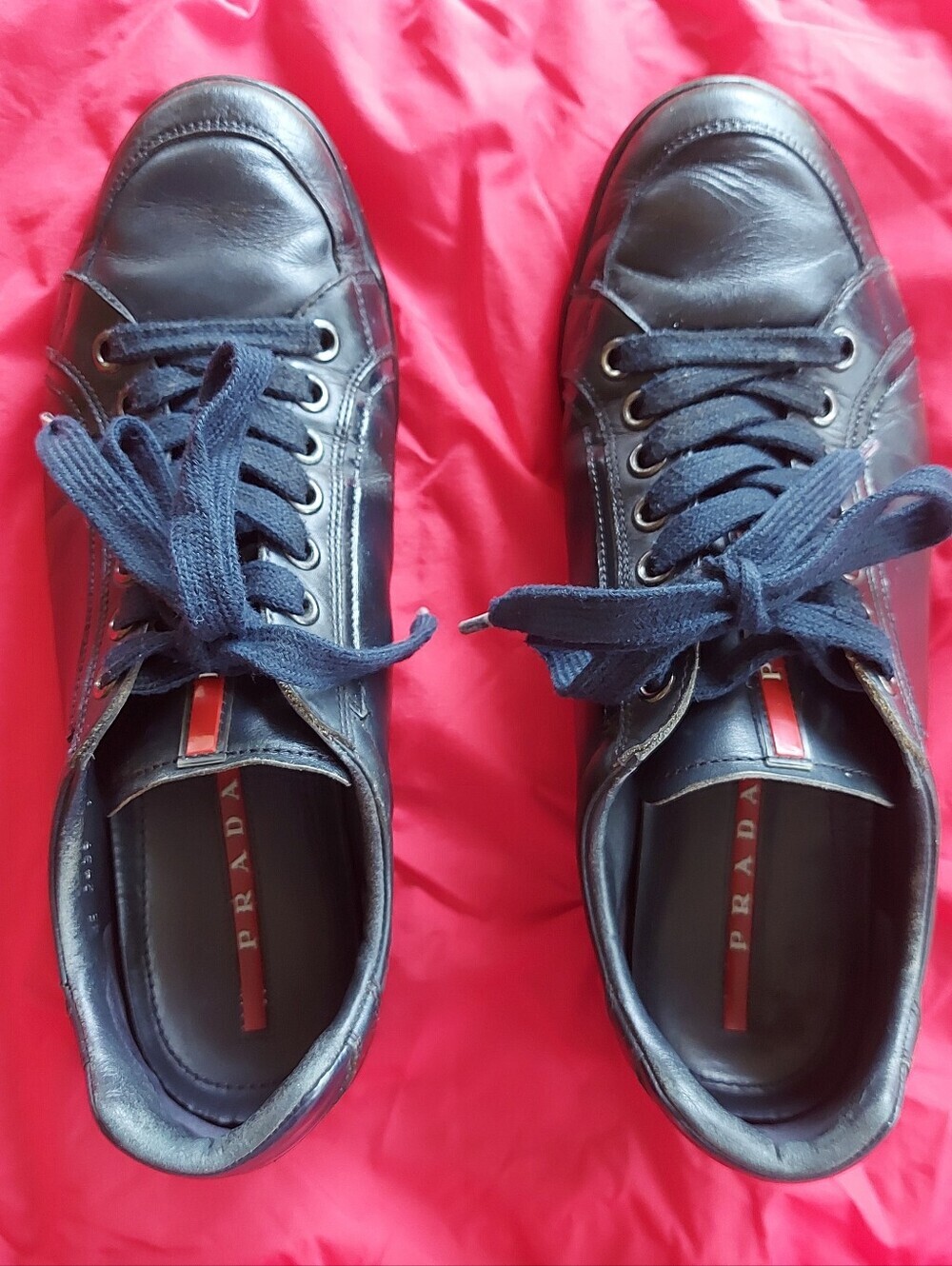 Prada Spazzolato leather sneakers (Prada Sport / Linea Rossa line), size 9